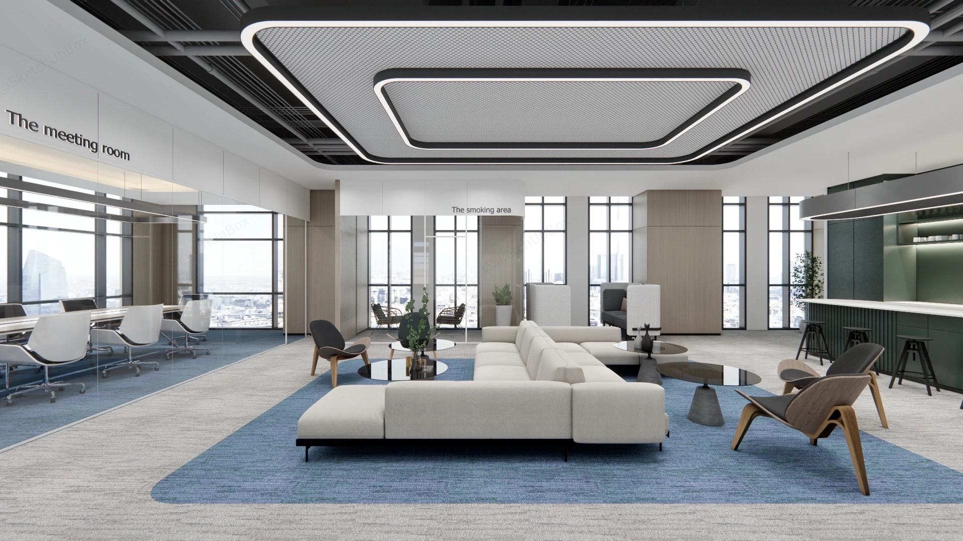 Modern Office Lounge Design Ideas sketchup model preview - SketchupBox