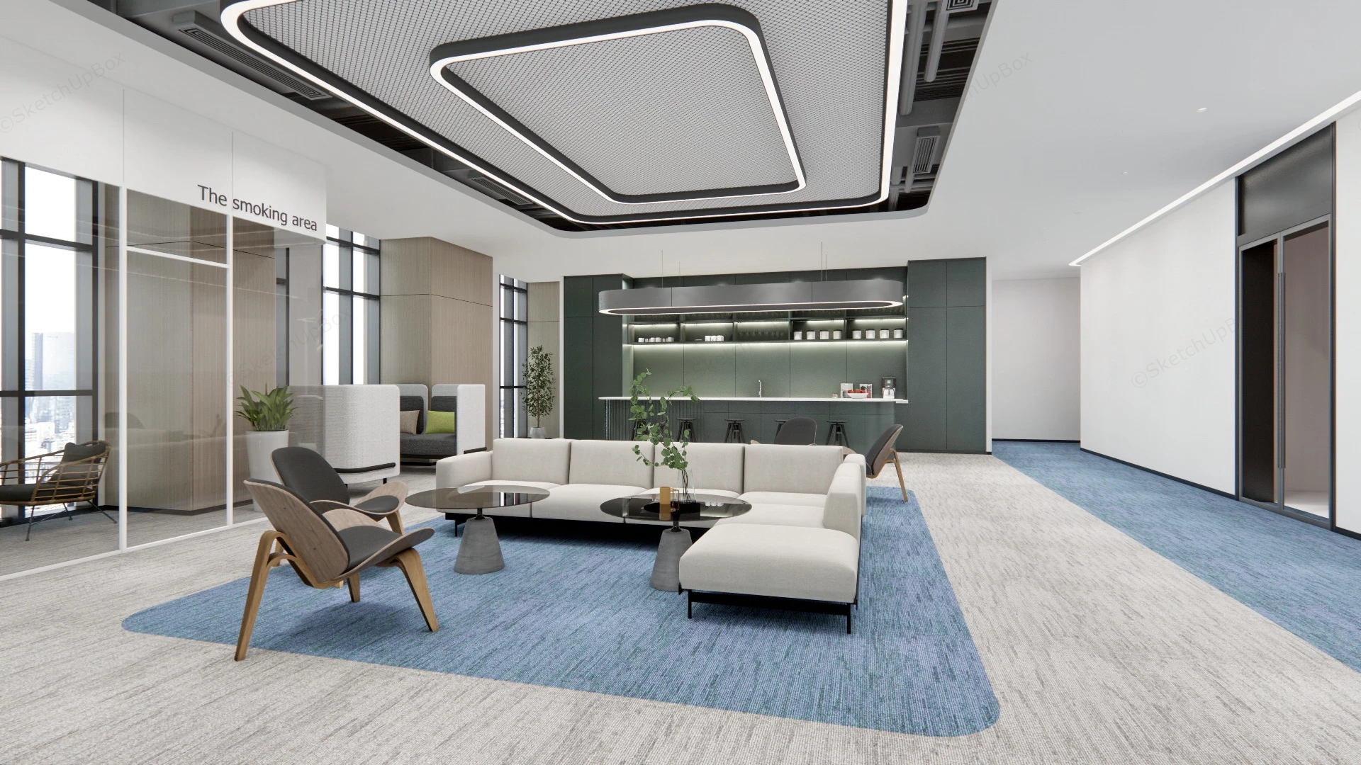 Modern Office Lounge Design Ideas sketchup model preview - SketchupBox