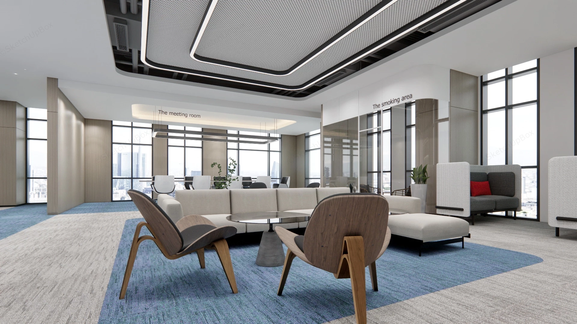 Modern Office Lounge Design Ideas sketchup model preview - SketchupBox