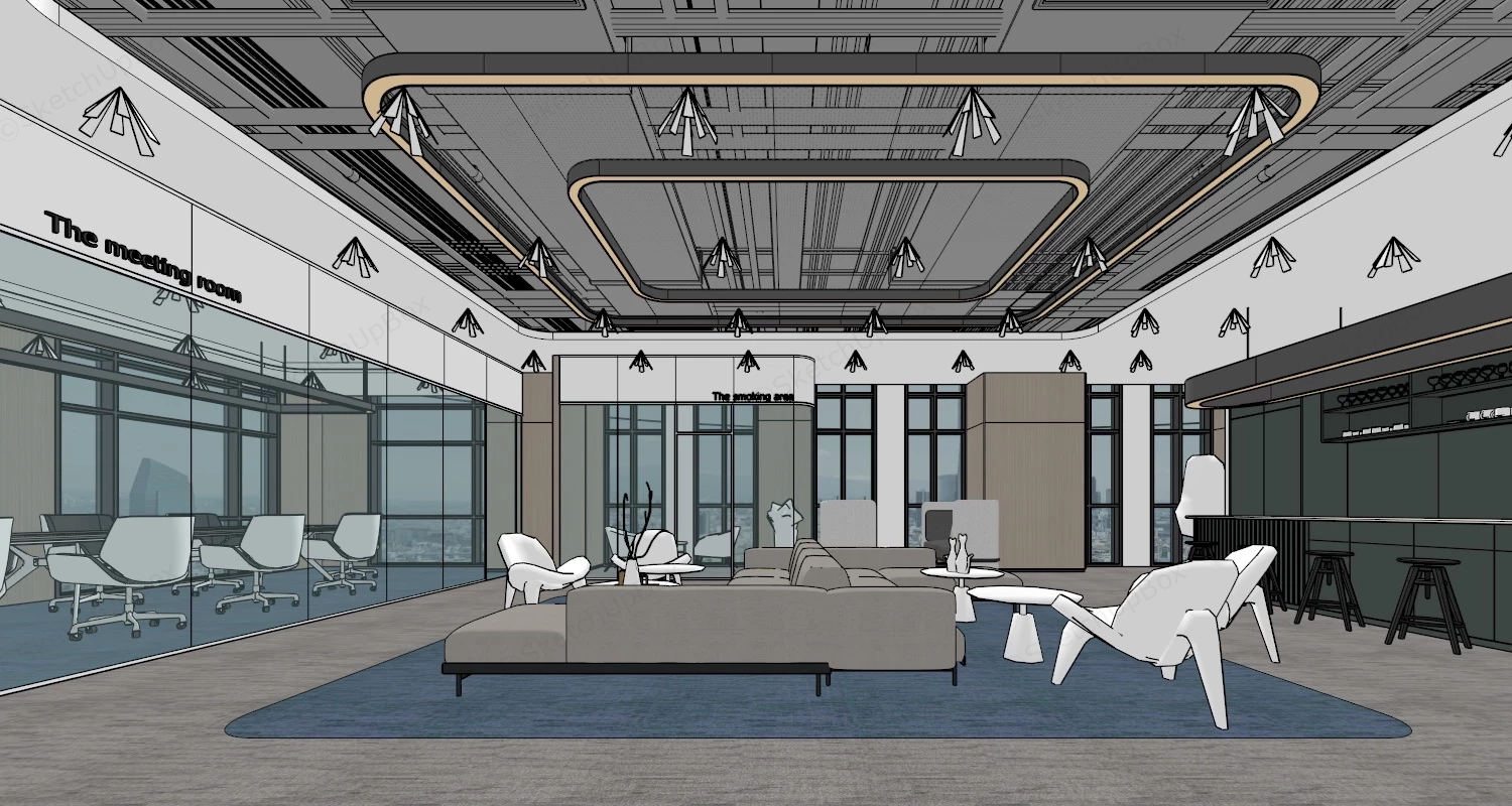 Modern Office Lounge Design Ideas sketchup model preview - SketchupBox