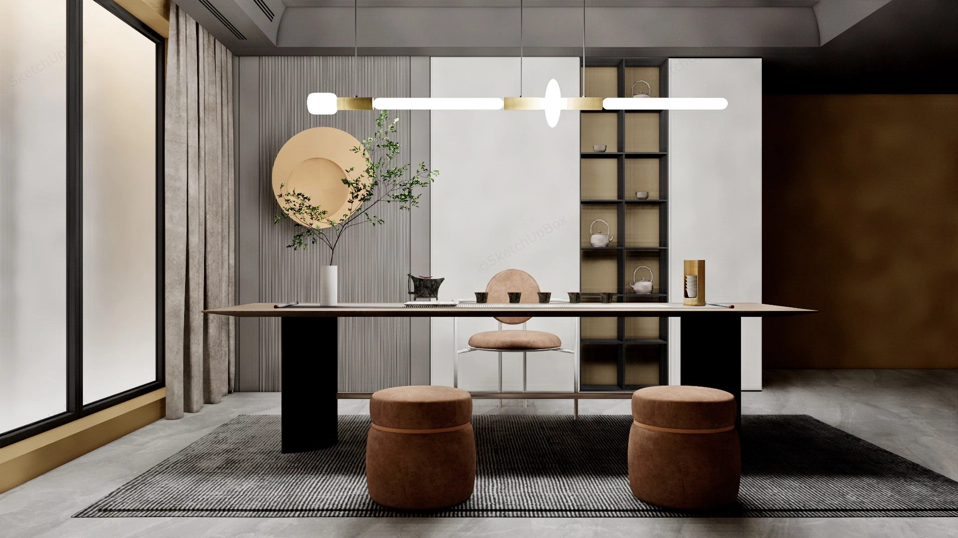 Modern Chinese Tea Room sketchup model preview - SketchupBox