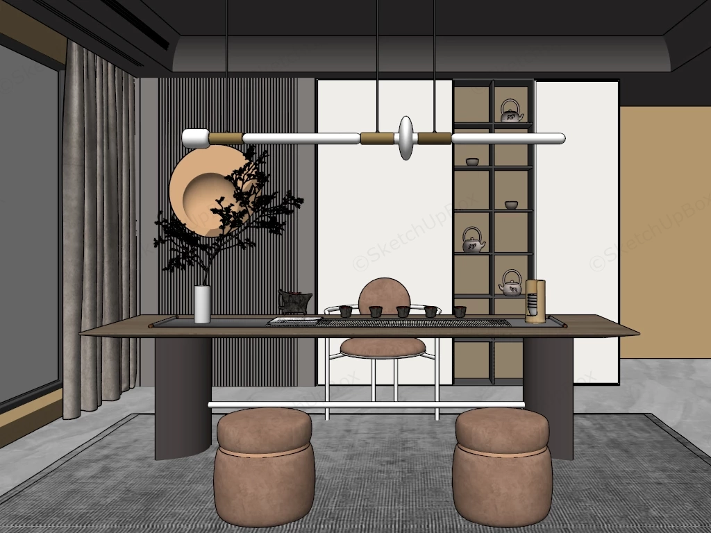 Modern Chinese Tea Room sketchup model preview - SketchupBox