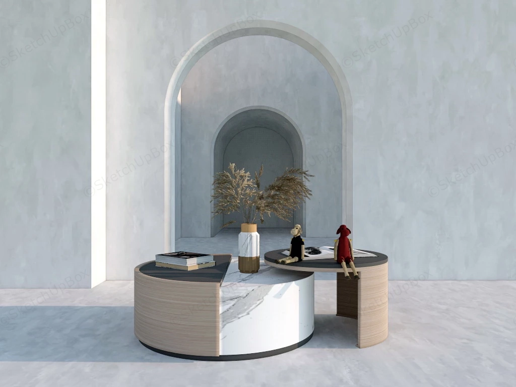 Round Nesting Coffee Table Set sketchup model preview - SketchupBox