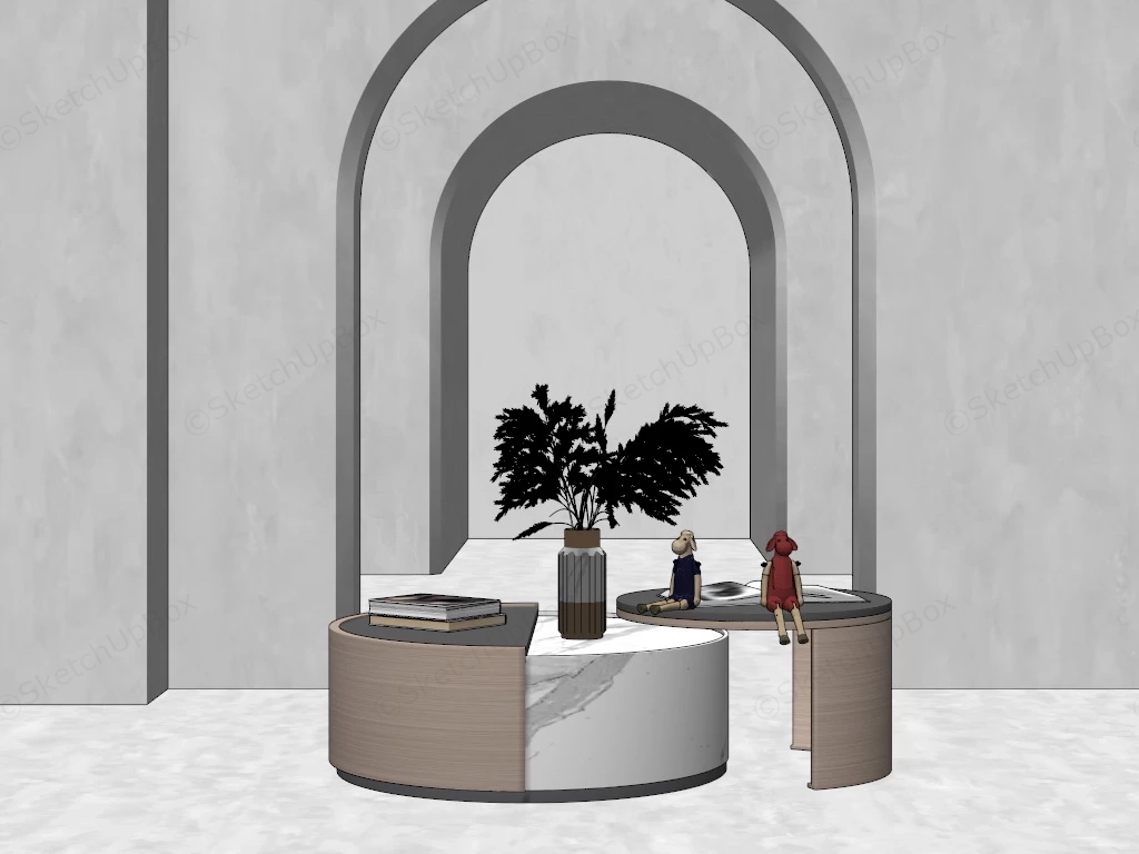 Round Nesting Coffee Table Set sketchup model preview - SketchupBox