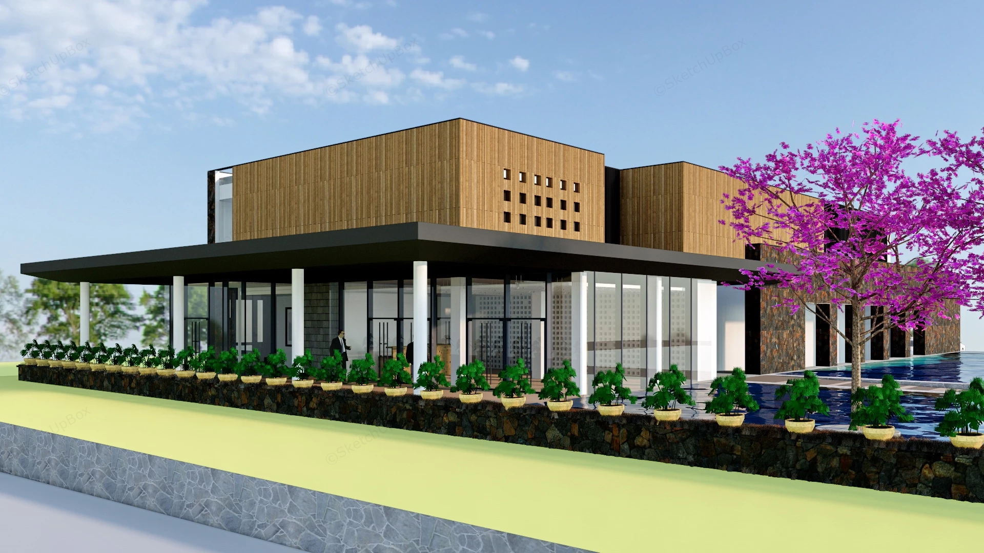 Art Gallery Exterior Building sketchup model preview - SketchupBox