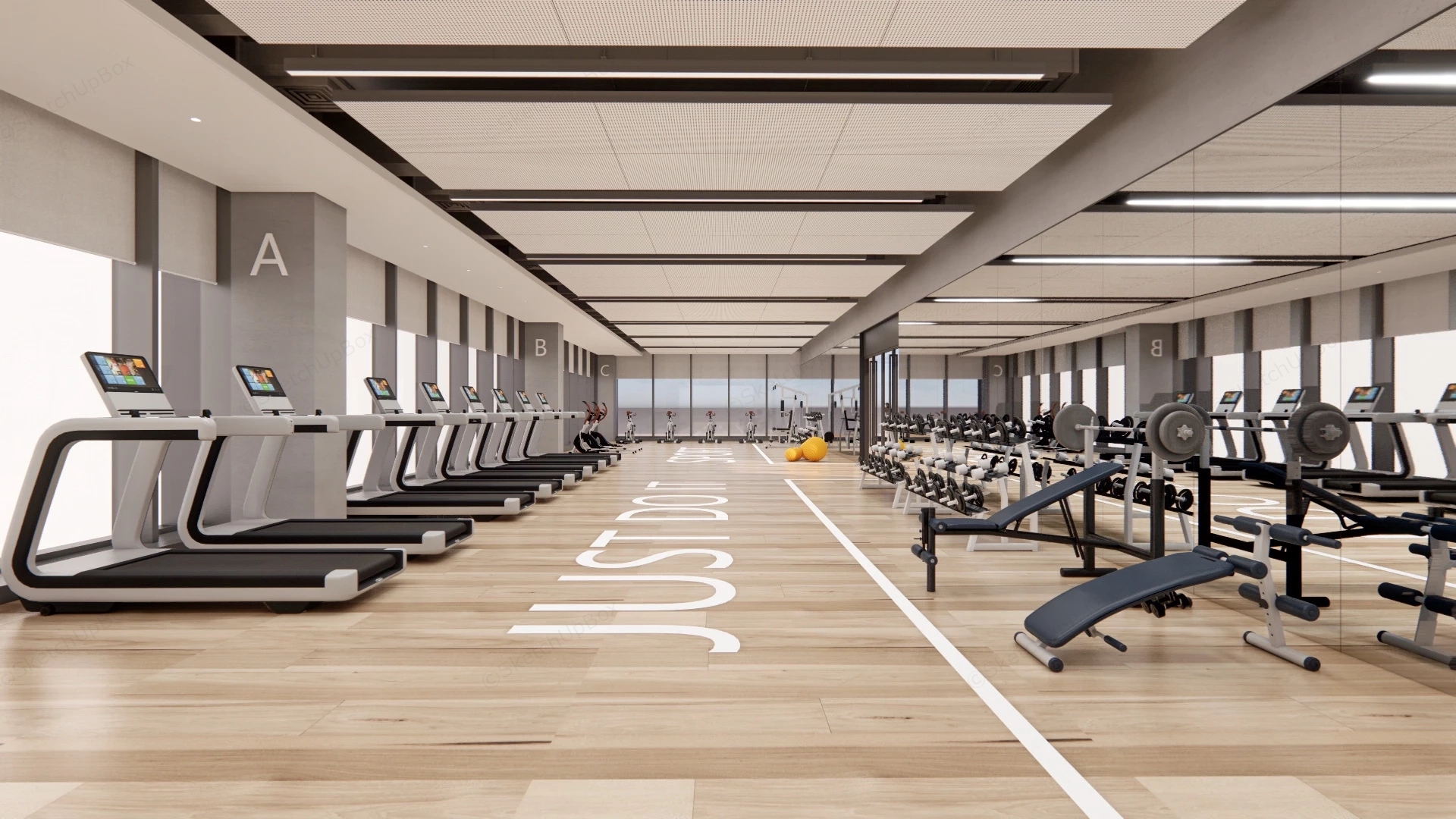 Gym Room Fitness Center sketchup model preview - SketchupBox