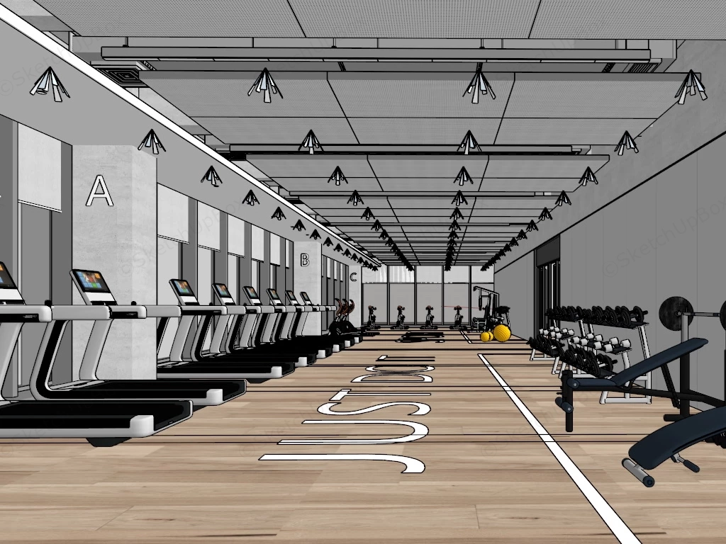 Gym Room Fitness Center sketchup model preview - SketchupBox
