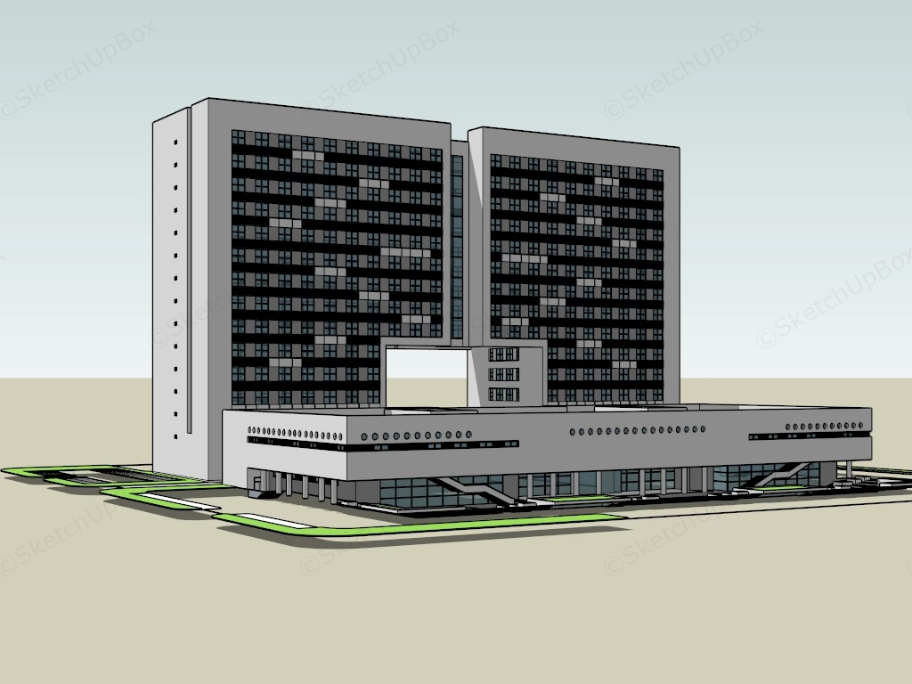 Modern Corporate Office Building sketchup model preview - SketchupBox