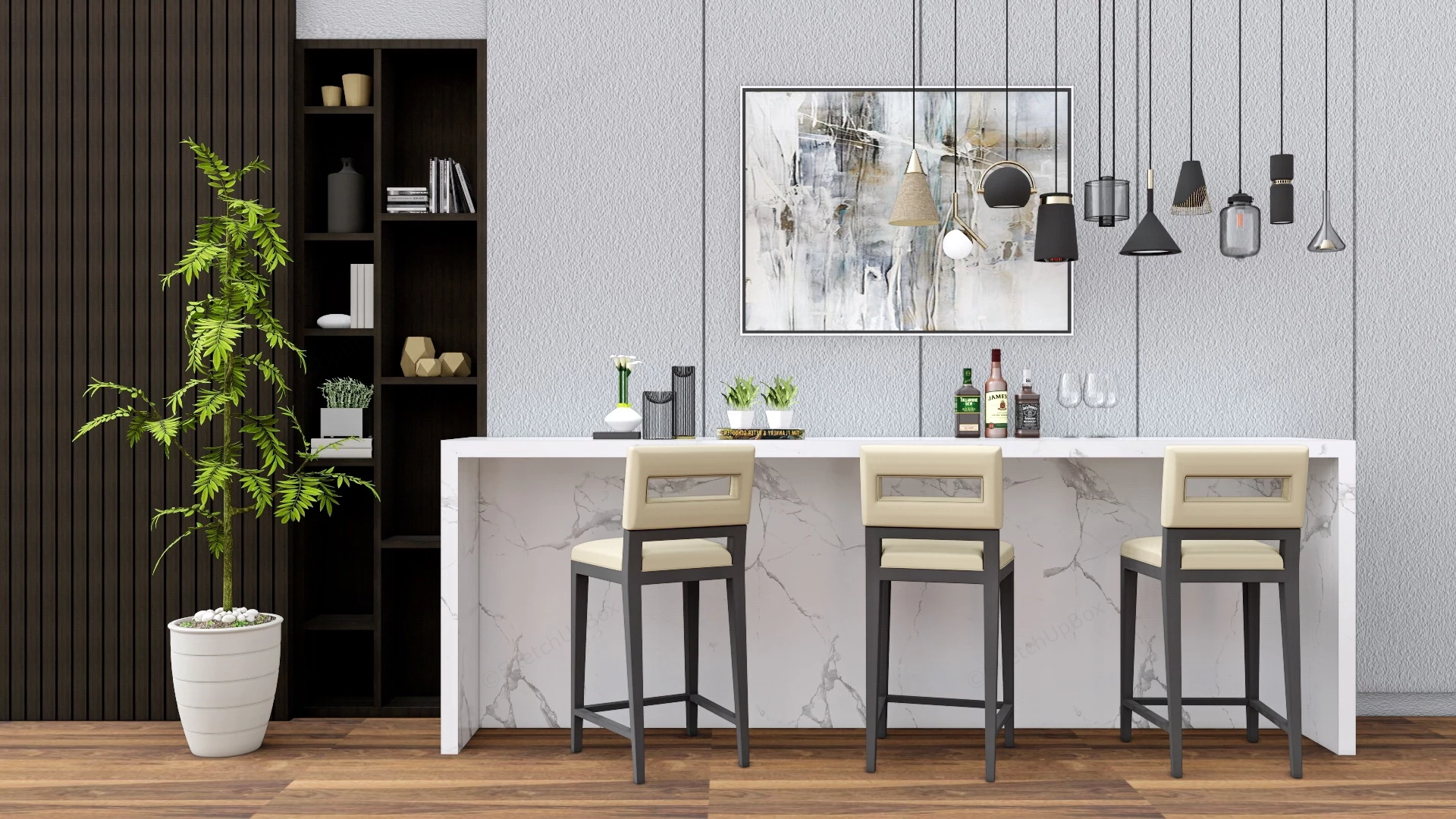 Simple Home Bar Design sketchup model preview - SketchupBox