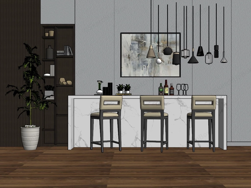 Simple Home Bar Design sketchup model preview - SketchupBox