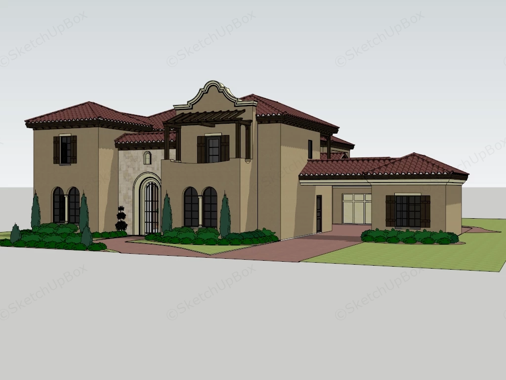 Small Spanish Villa sketchup model preview - SketchupBox