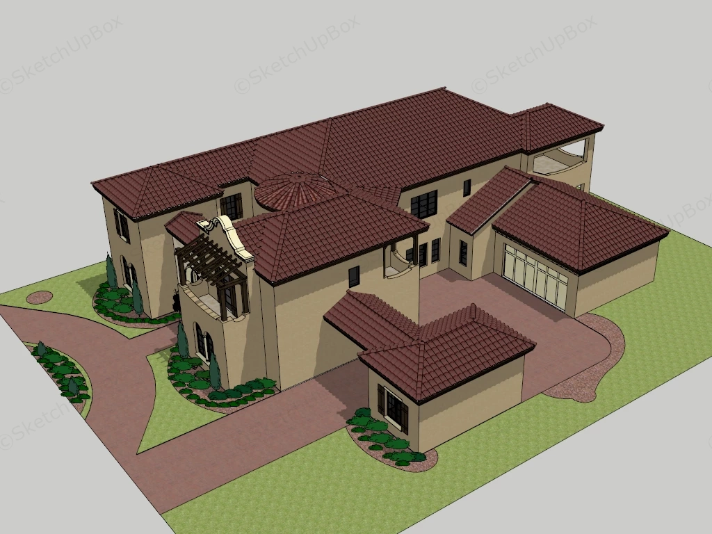 Small Spanish Villa sketchup model preview - SketchupBox