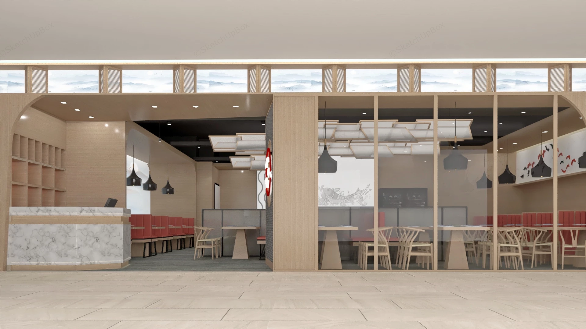 Small Restaurant Interior Design sketchup model preview - SketchupBox