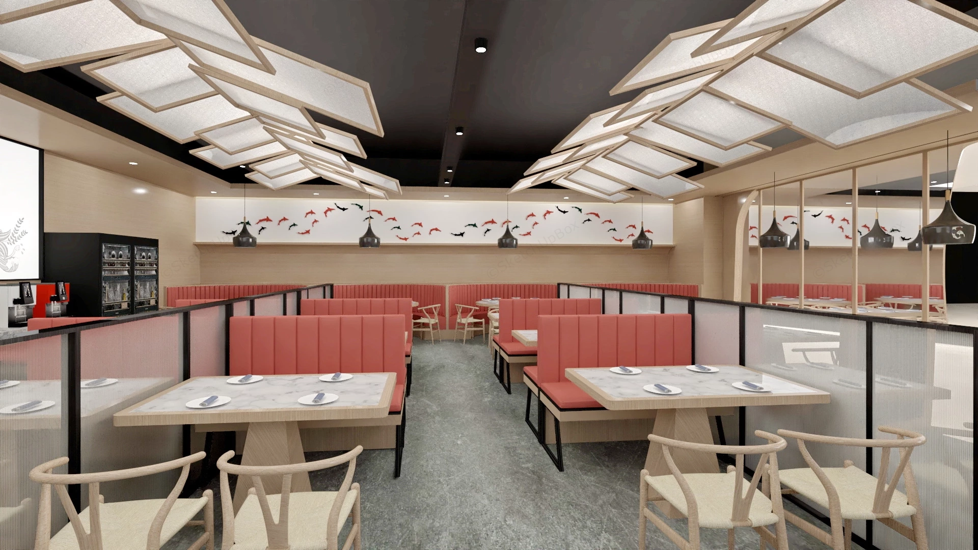 Small Restaurant Interior Design sketchup model preview - SketchupBox
