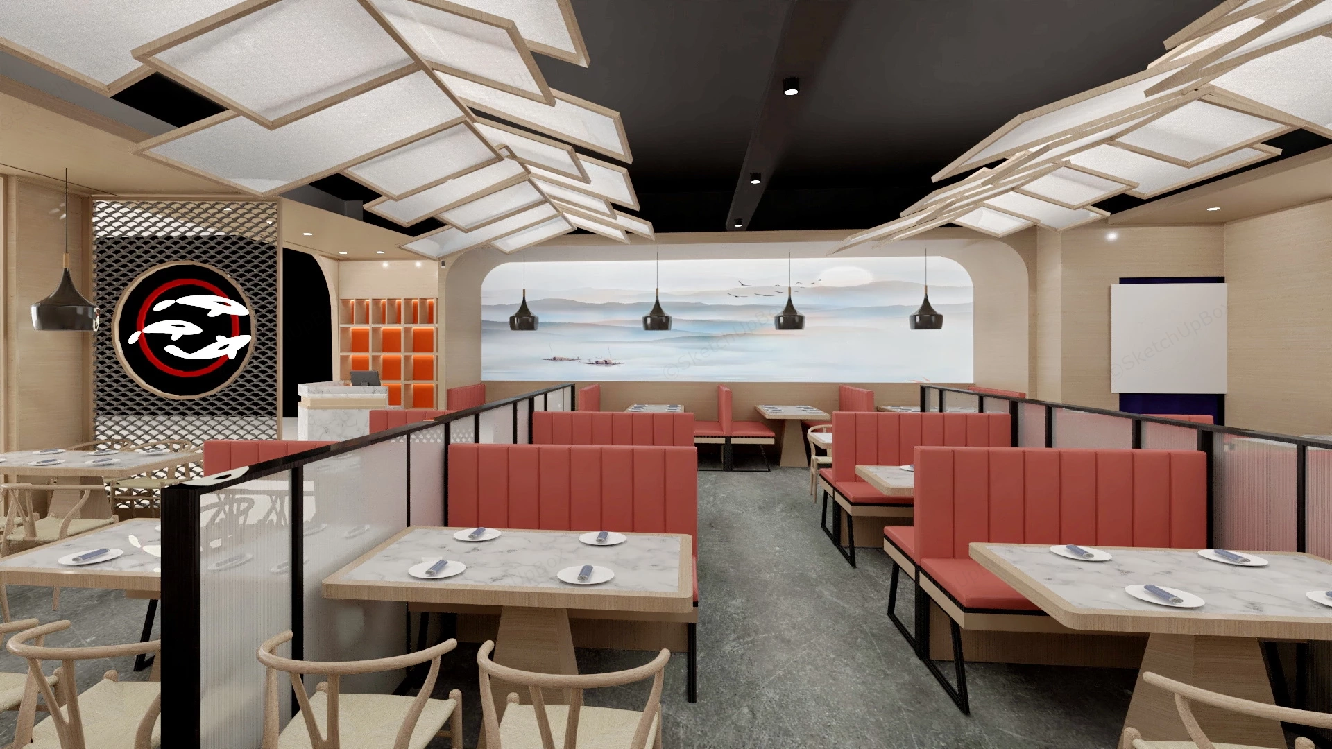 Small Restaurant Interior Design sketchup model preview - SketchupBox