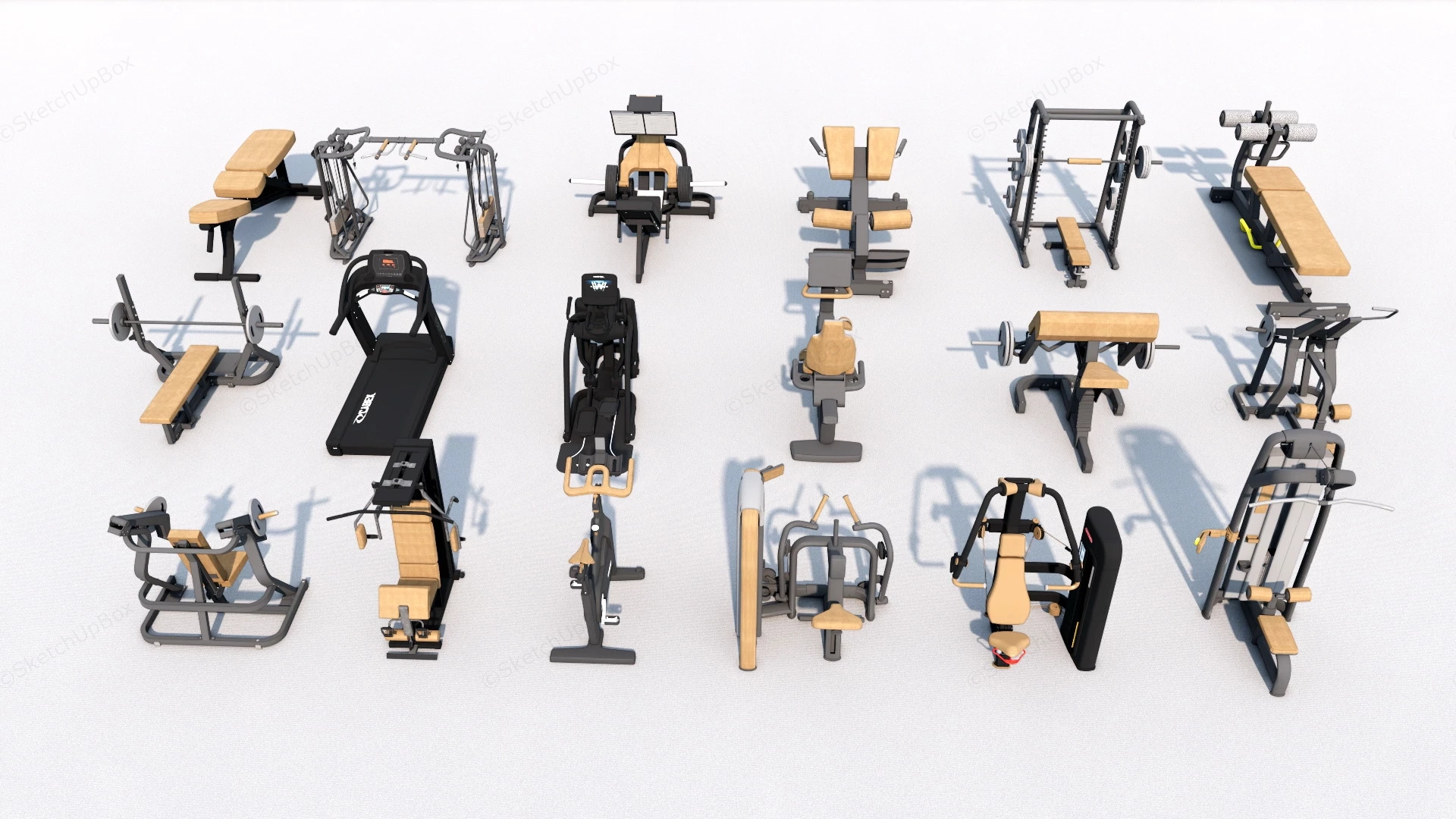 Gym Exercise Equipments sketchup model preview - SketchupBox
