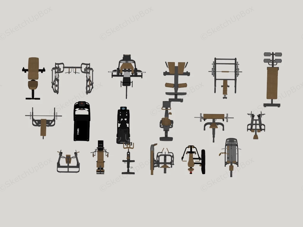 Gym Exercise Equipments sketchup model preview - SketchupBox