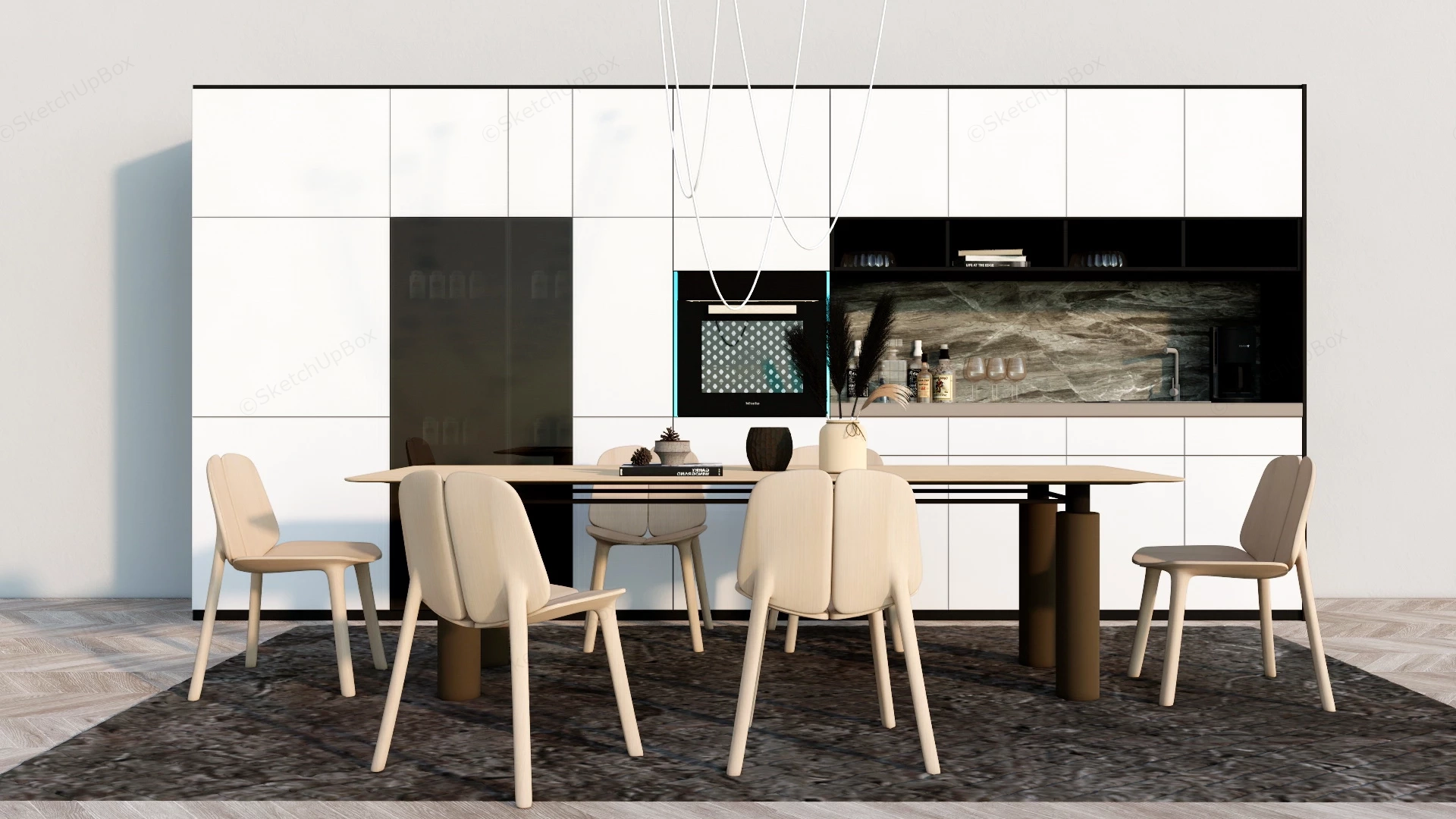 Contemporary Dining Room Furniture Set sketchup model preview - SketchupBox