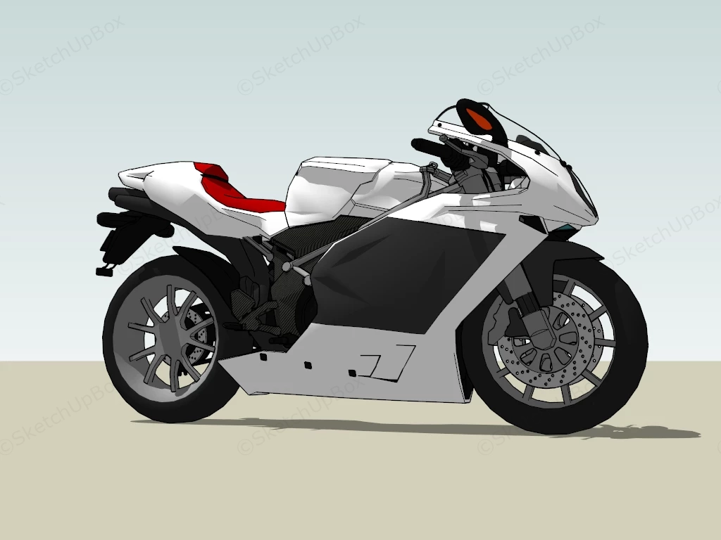 White Motorcycle sketchup model preview - SketchupBox