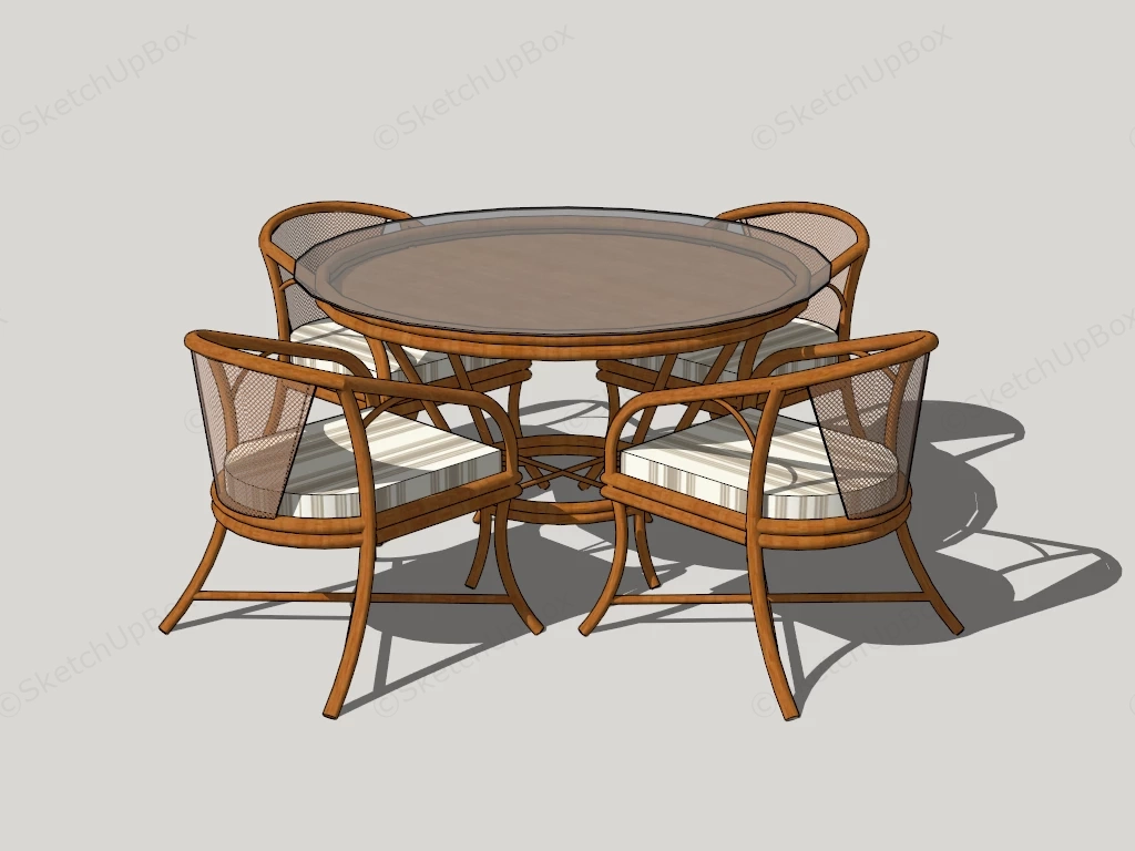 Round Patio Dining Set sketchup model preview - SketchupBox