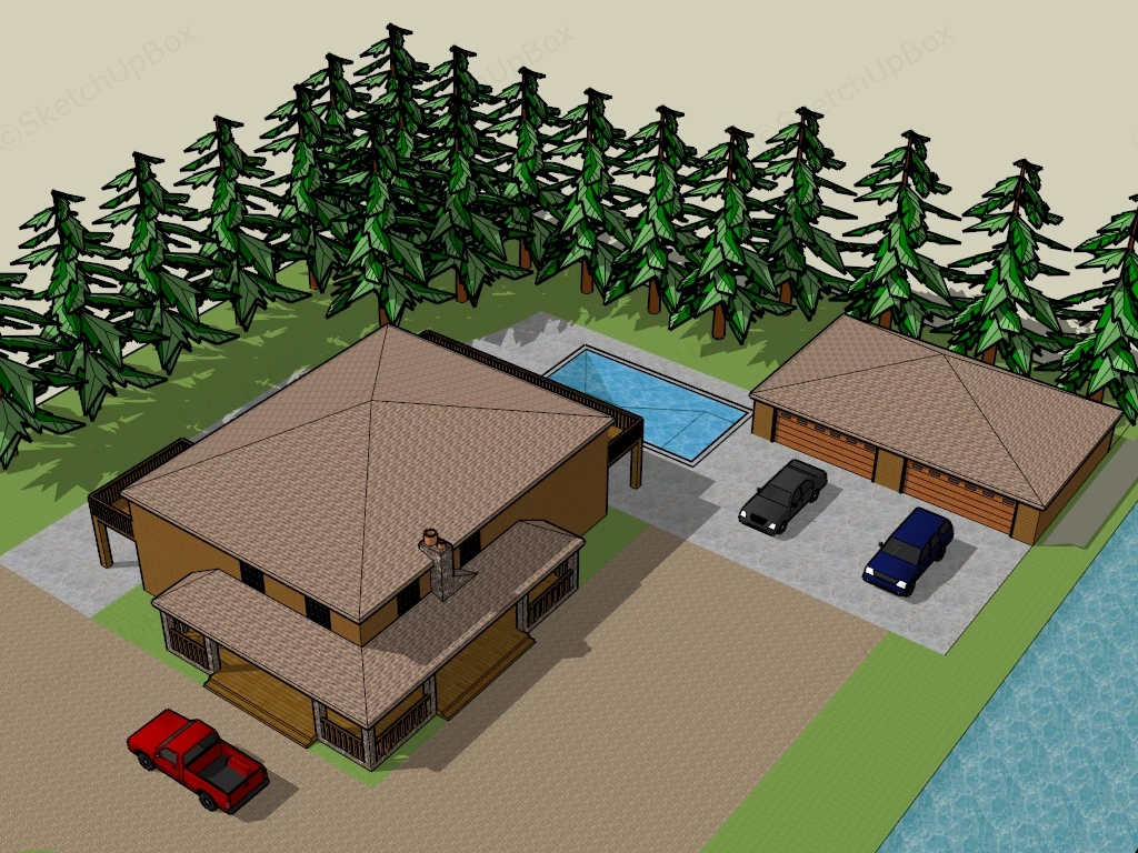 Rustic Country House sketchup model preview - SketchupBox