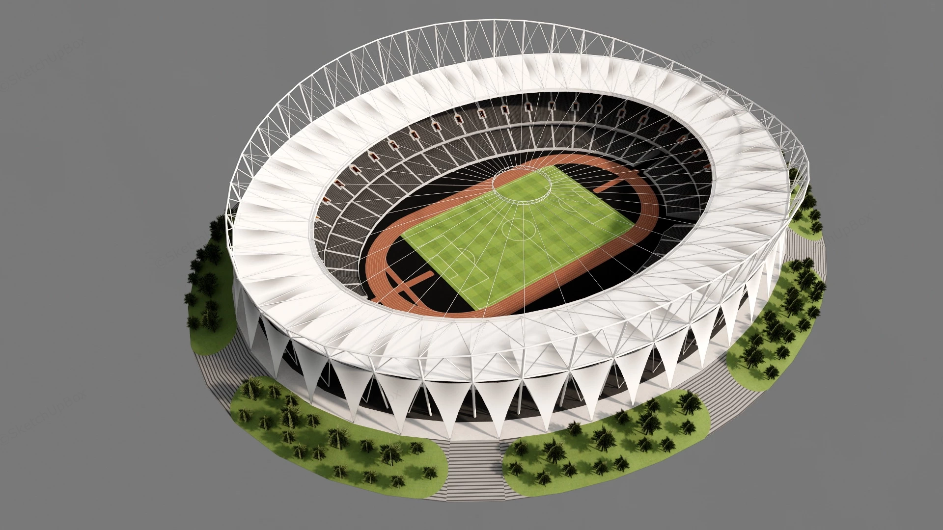 Olympic Stadium Architecture sketchup model preview - SketchupBox