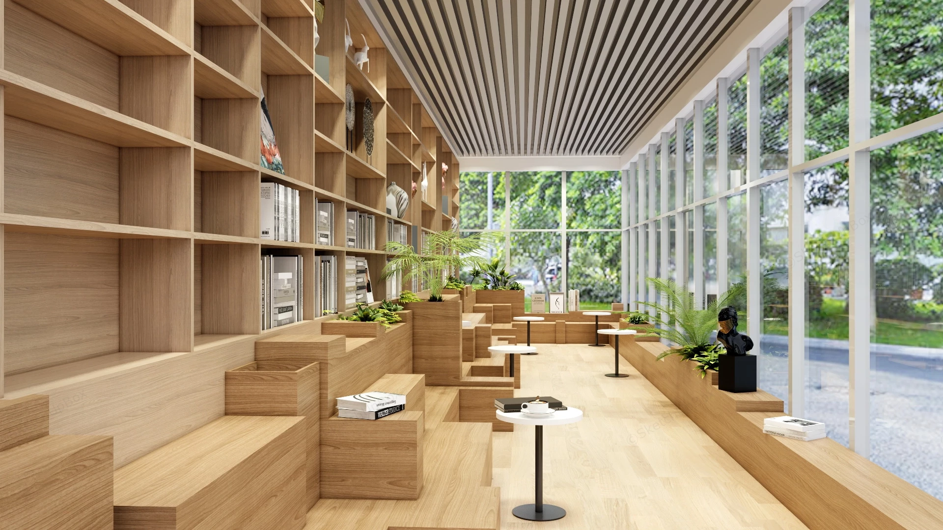 Book Lounge Interior sketchup model preview - SketchupBox