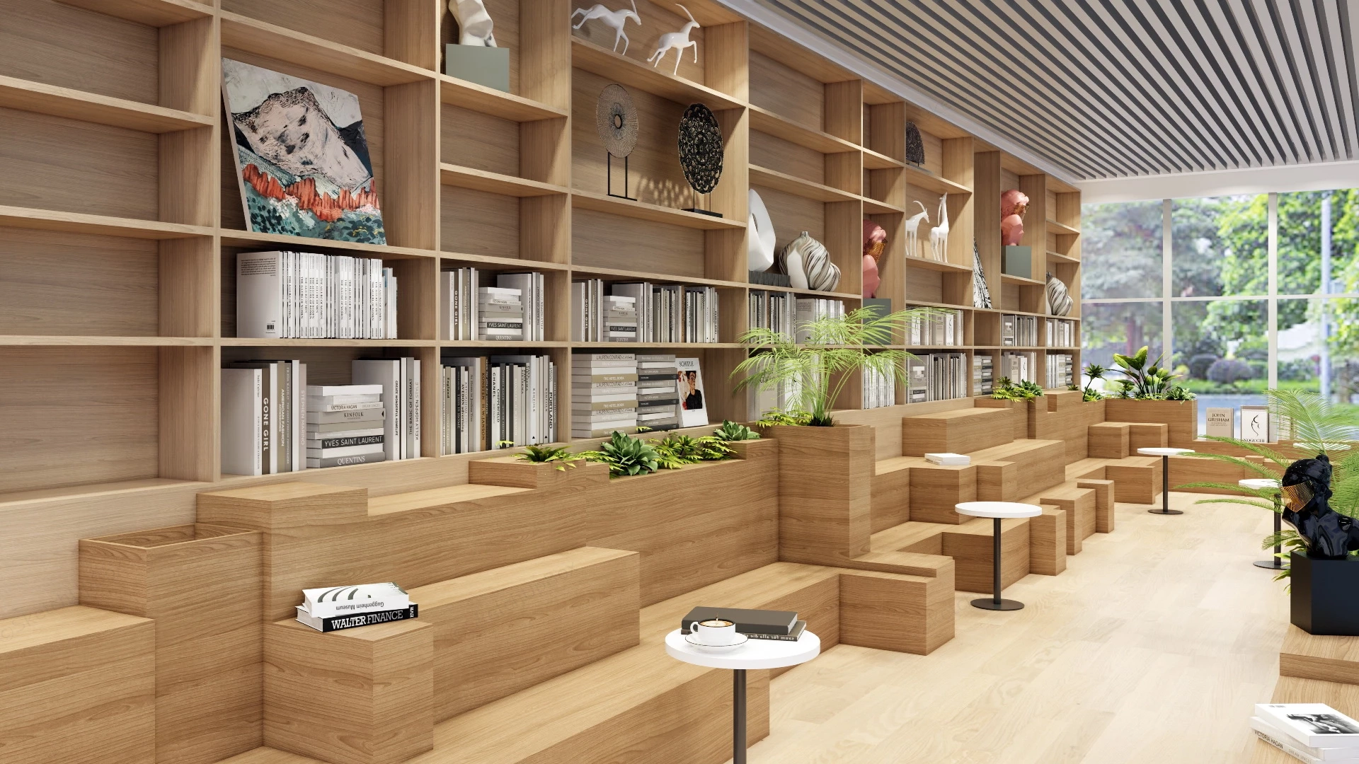 Book Lounge Interior sketchup model preview - SketchupBox