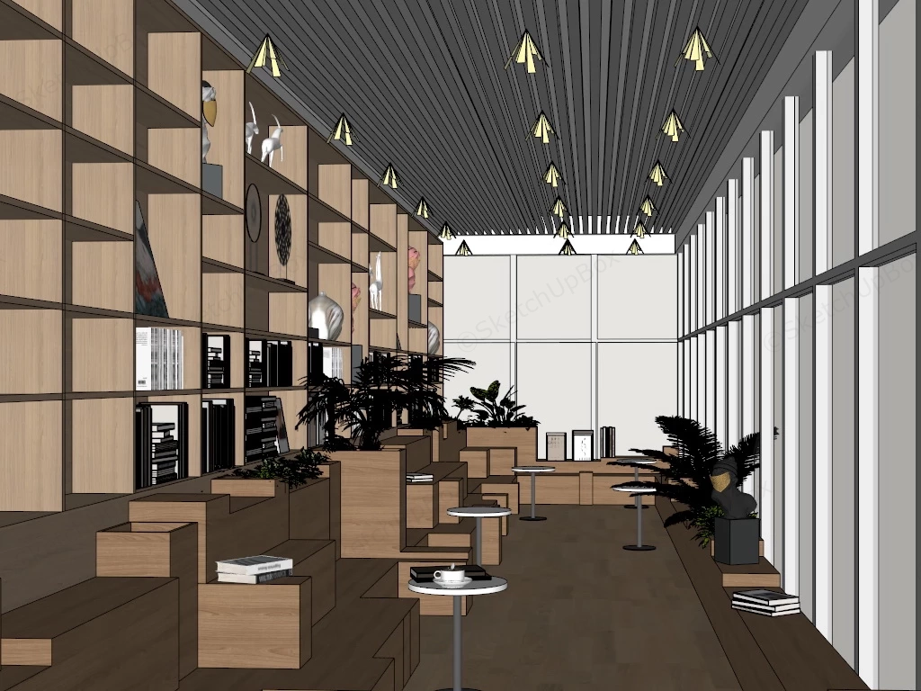 Book Lounge Interior sketchup model preview - SketchupBox