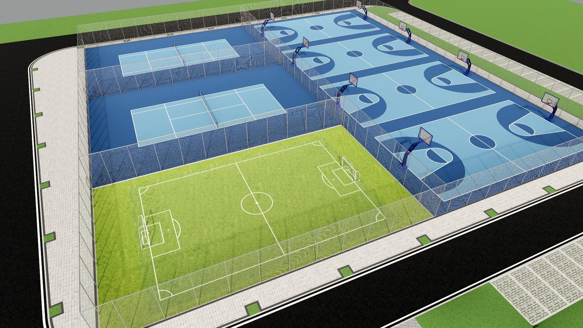 Multi Sport Court Design sketchup model preview - SketchupBox