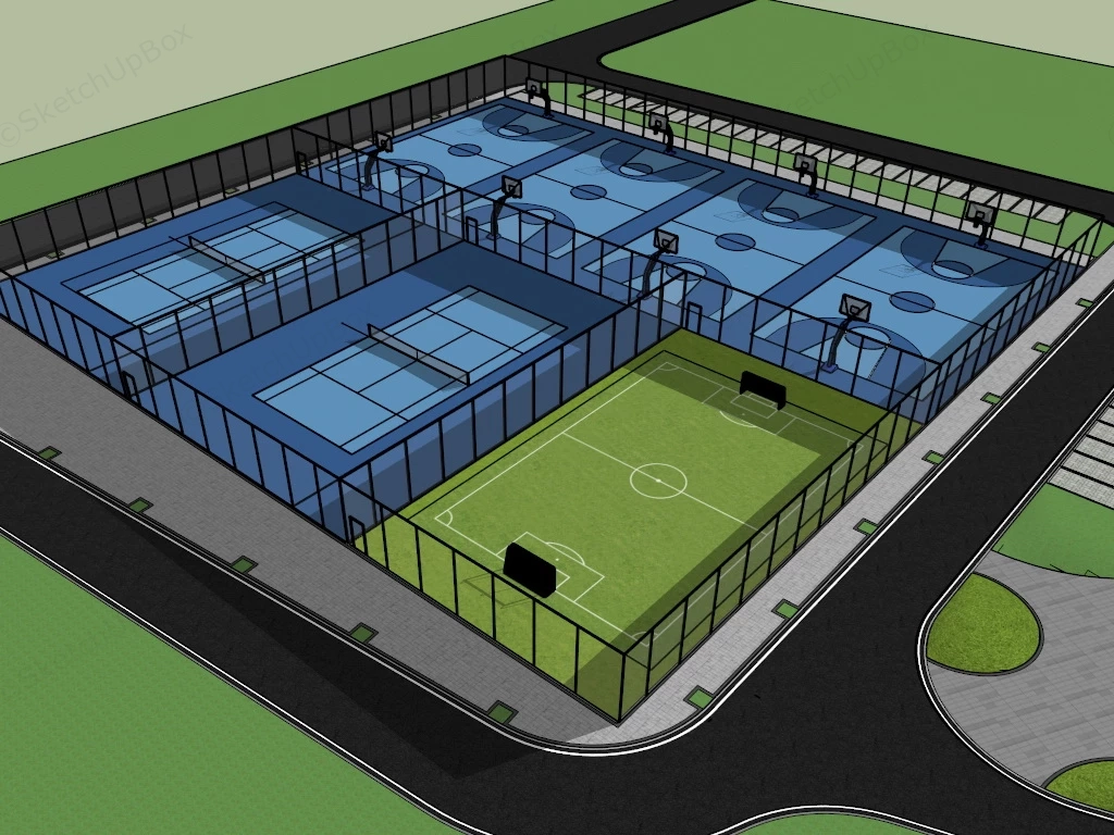 Multi Sport Court Design sketchup model preview - SketchupBox