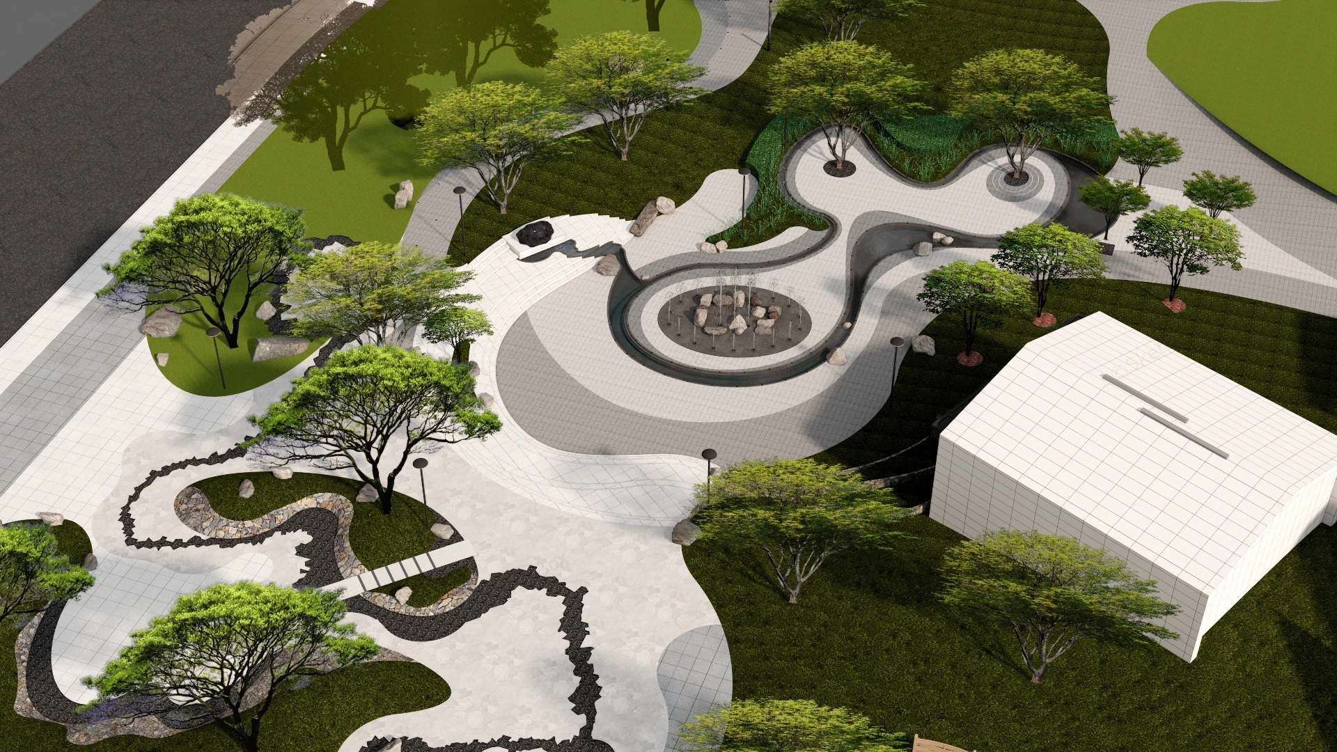 Urban Pocket Park Design sketchup model preview - SketchupBox