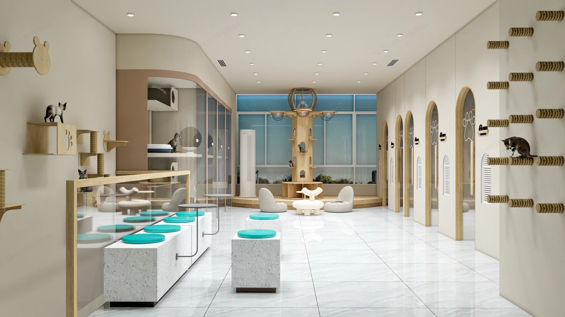 Indoor Cattery Design sketchup model preview - SketchupBox