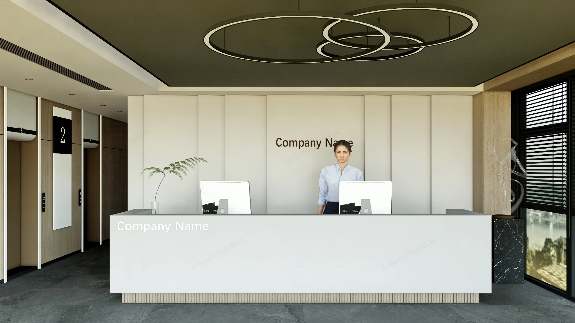 Front Office Reception Desk sketchup model preview - SketchupBox