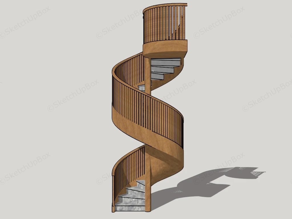 Indoor Wood Spiral Staircase sketchup model preview - SketchupBox