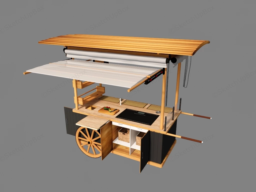 Wooden Food Cart sketchup model preview - SketchupBox