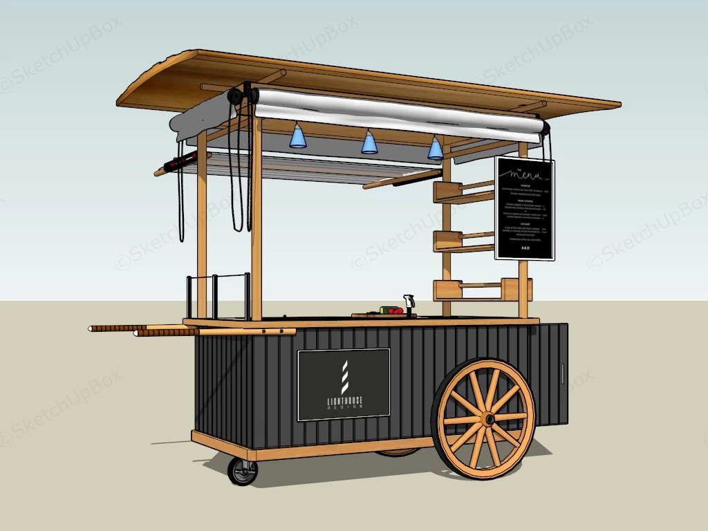 Wooden Food Cart sketchup model preview - SketchupBox