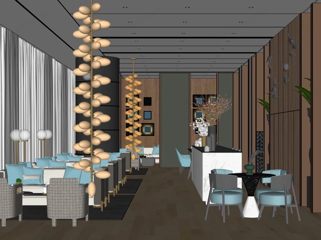 Modern Reception Area Furniture sketchup model preview - SketchupBox