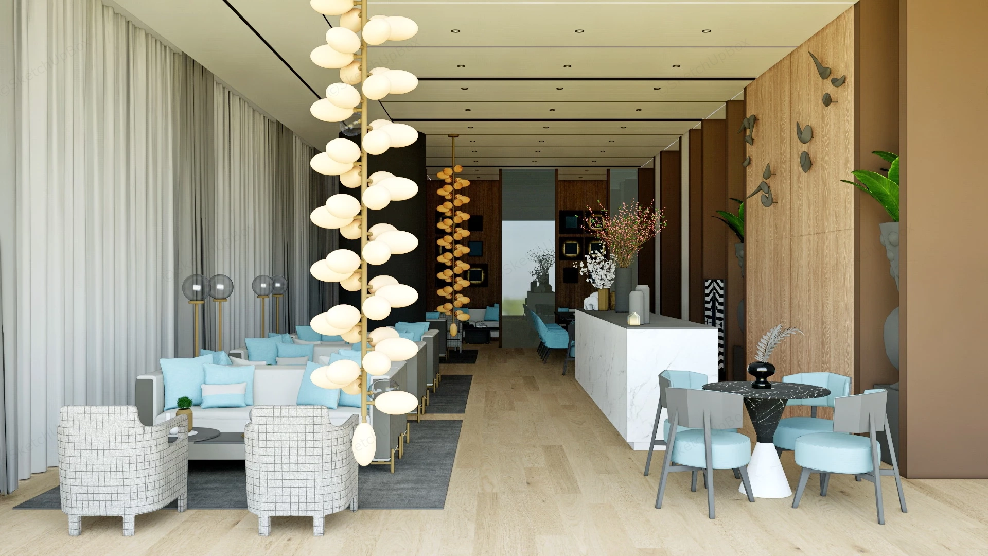 Modern Reception Area Furniture sketchup model preview - SketchupBox