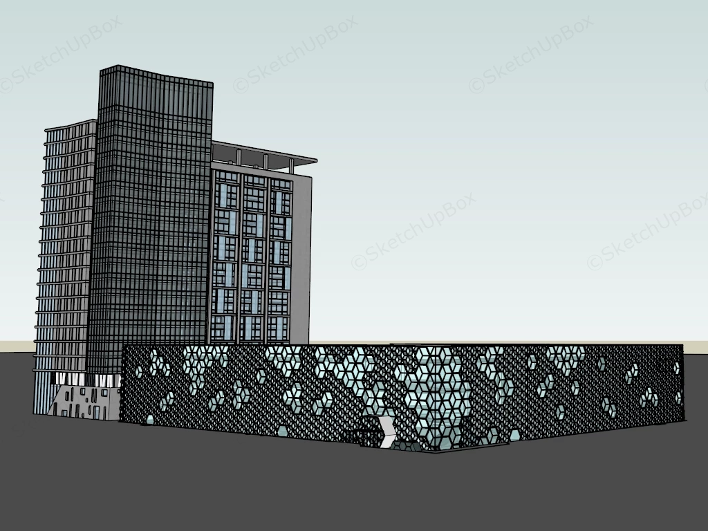 Modern Hotel Exterior sketchup model preview - SketchupBox