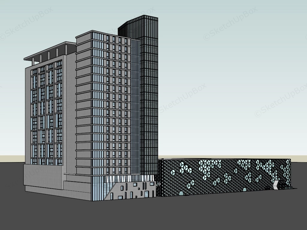 Modern Hotel Exterior sketchup model preview - SketchupBox