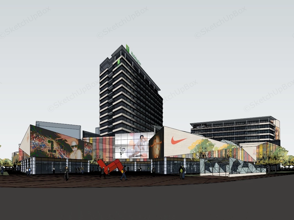 Commercial Plaza Design Architecture sketchup model preview - SketchupBox