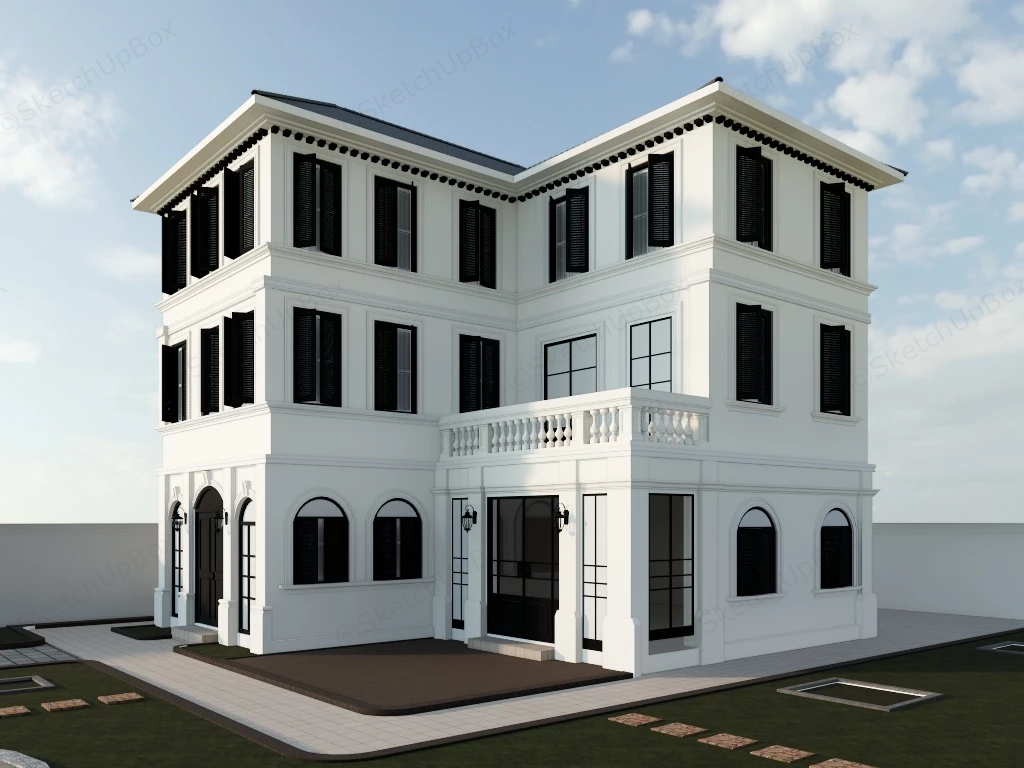 3 Story House Design sketchup model preview - SketchupBox