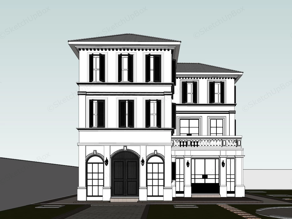 3 Story House Design sketchup model preview - SketchupBox