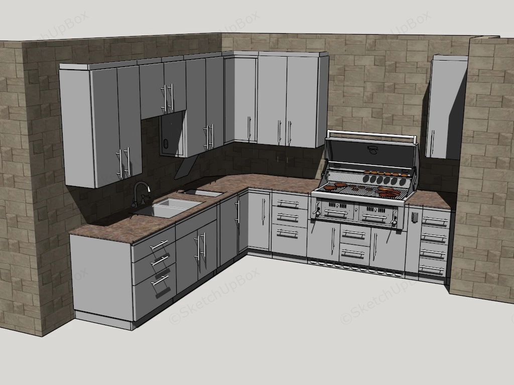 Cream Painted Kitchen Cabinets sketchup model preview - SketchupBox