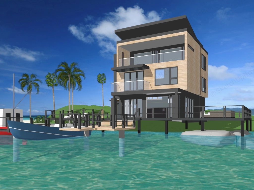 Tropical Island House sketchup model preview - SketchupBox