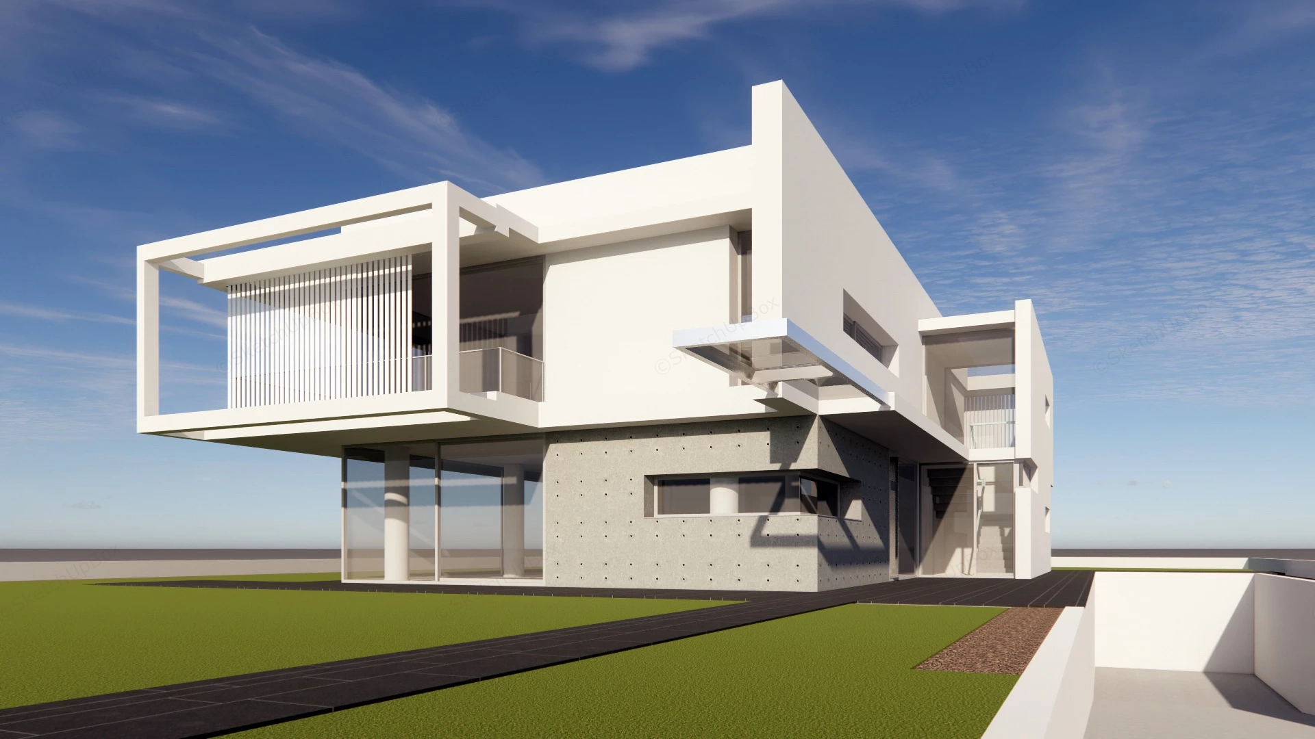 Postmodern Architecture House sketchup model preview - SketchupBox