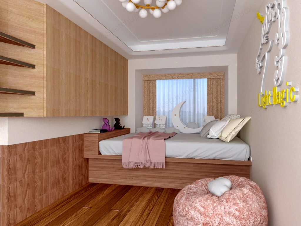 Narrow Girls Bedroom sketchup model preview - SketchupBox