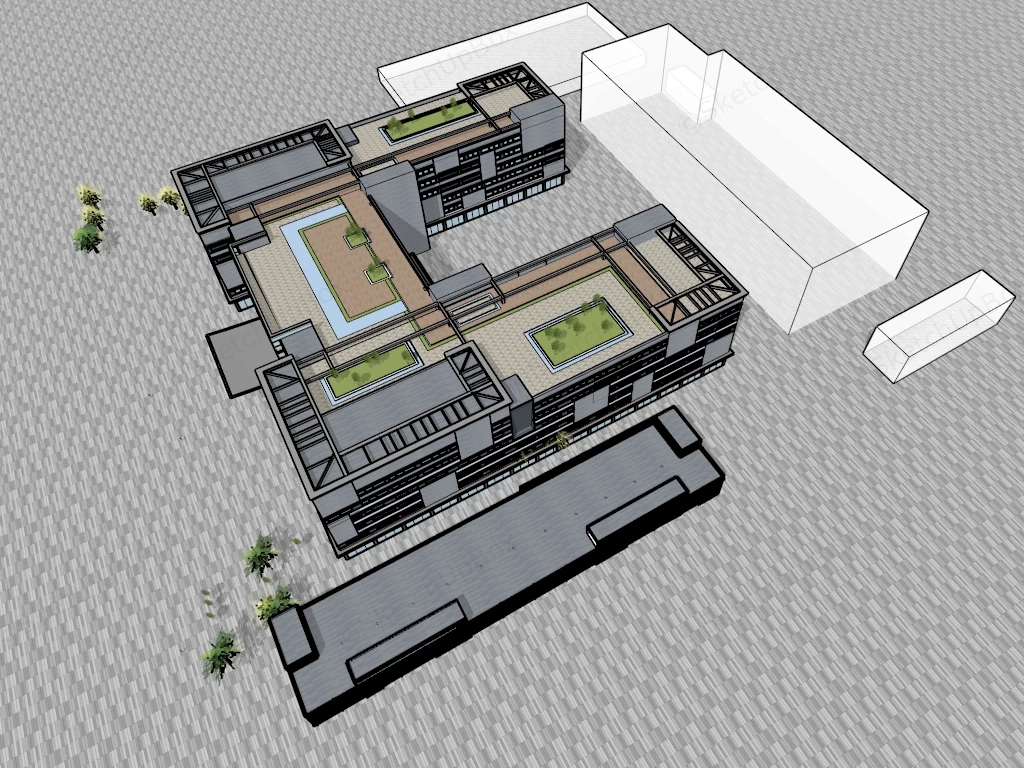 Modern Corporate Office Building sketchup model preview - SketchupBox