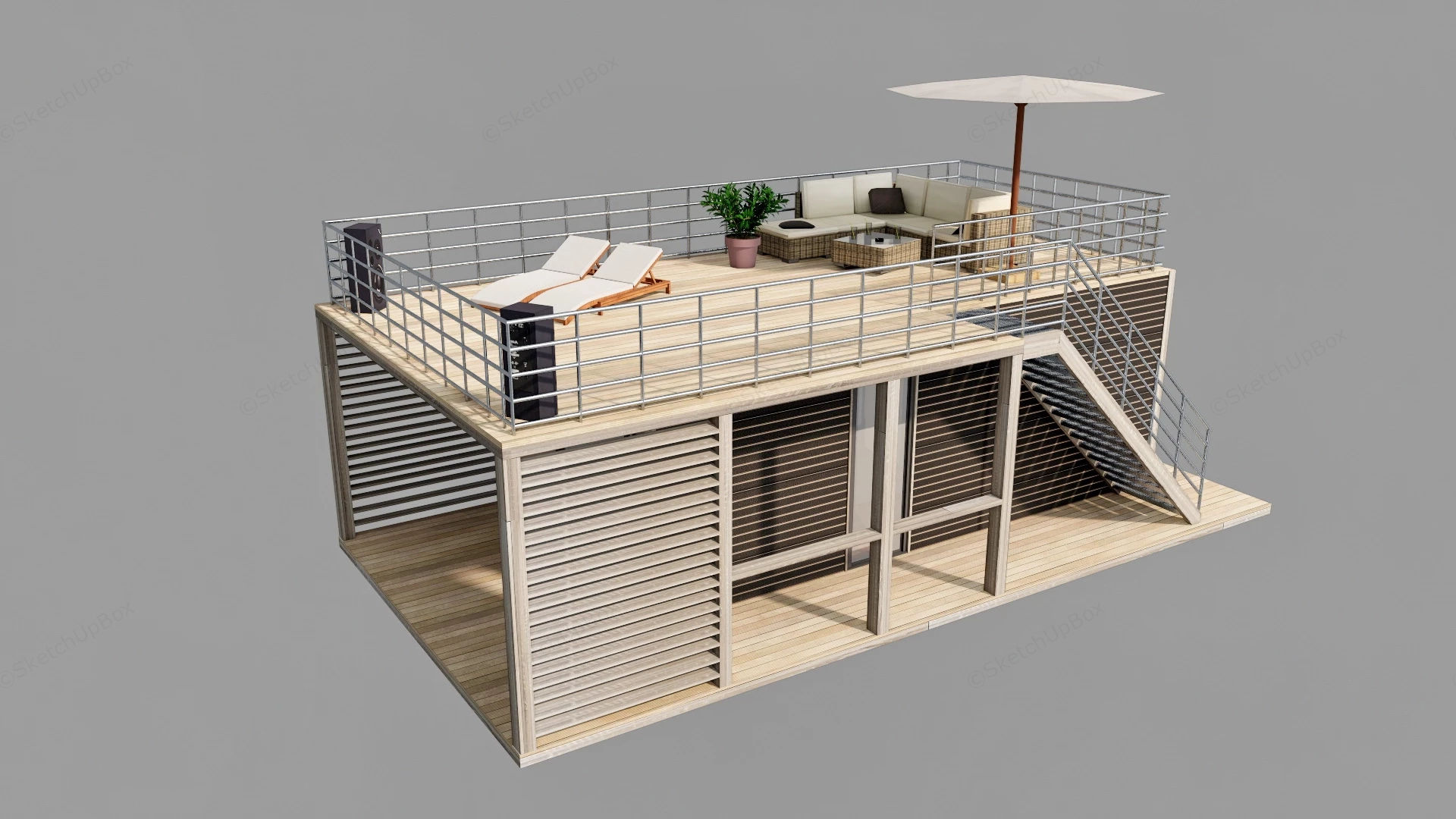 Cargo Container Cabin sketchup model preview - SketchupBox